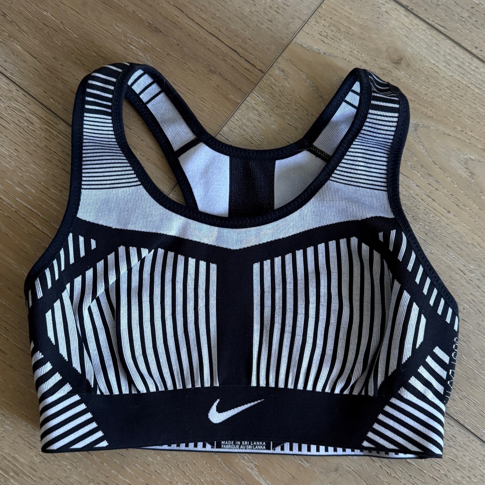 Nike Striped Black and White Sports Bra